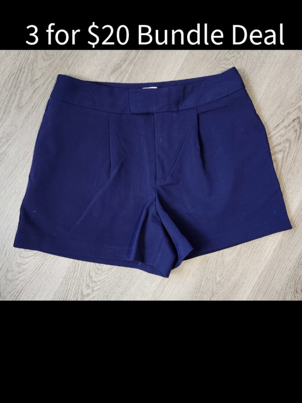 🚨 A New Day Navy Blue Pleated Stretch Shorts Size 8